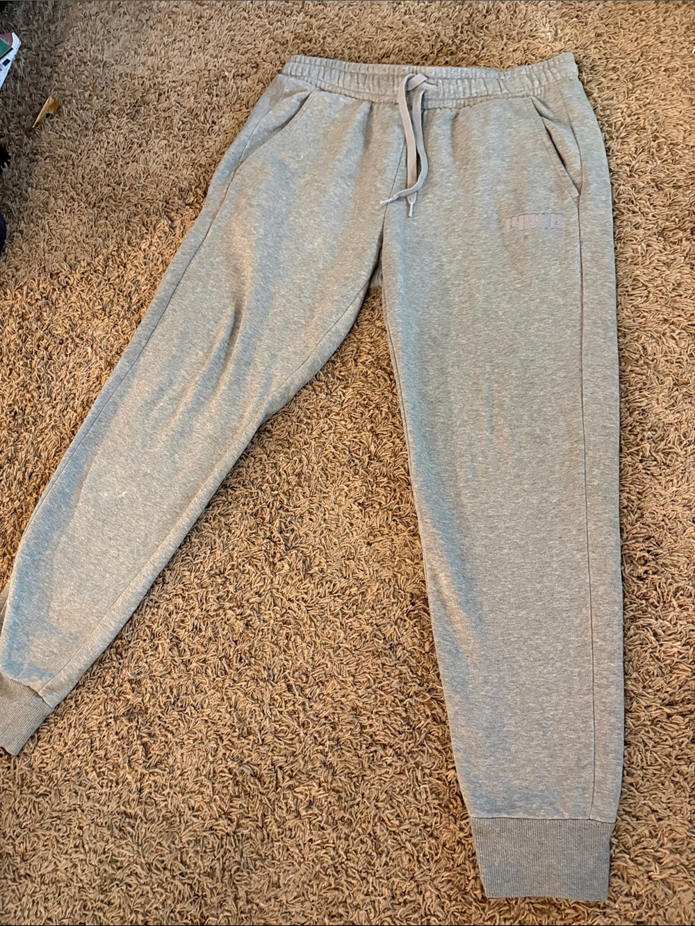 Puma Light Gray Jogger Sweatpants with Drawstring
